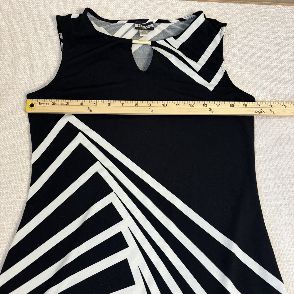 Haani Womens Black White Geometric Optical Illusion Keyhole Shift Dress Small - Picture 6 of 9